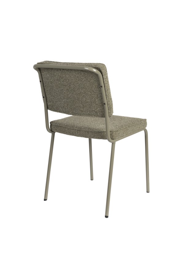 ZUIVER Buddy spisebordsstol - olivengrn bouclé stof og olivengrn metal