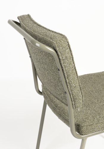ZUIVER Buddy spisebordsstol - olivengrn bouclé stof og olivengrn metal