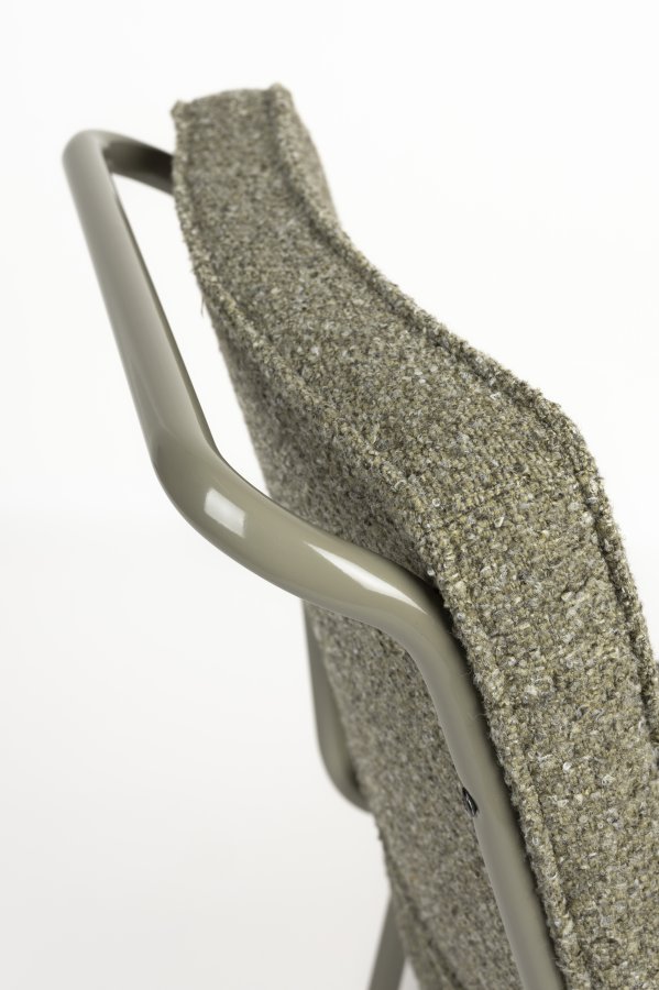 ZUIVER Buddy spisebordsstol - olivengrn bouclé stof og olivengrn metal