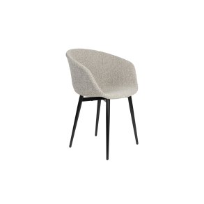 WHITE LABEL LIVING Charly spisebordsstol, m. armln - gr stof og sort metal