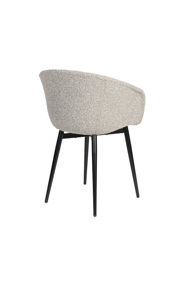 WHITE LABEL LIVING Charly spisebordsstol, m. armln - gr stof og sort metal