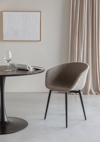 WHITE LABEL LIVING Charly spisebordsstol, m. armln - gr stof og sort metal