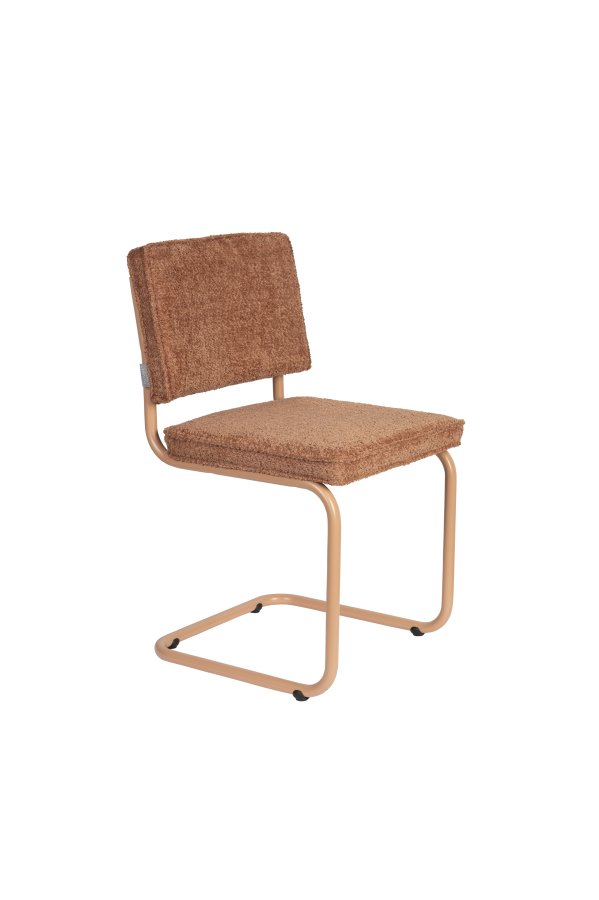 ZUIVER Ridge Soft spisebordsstol - terracotta polyester/nylon og orange krom