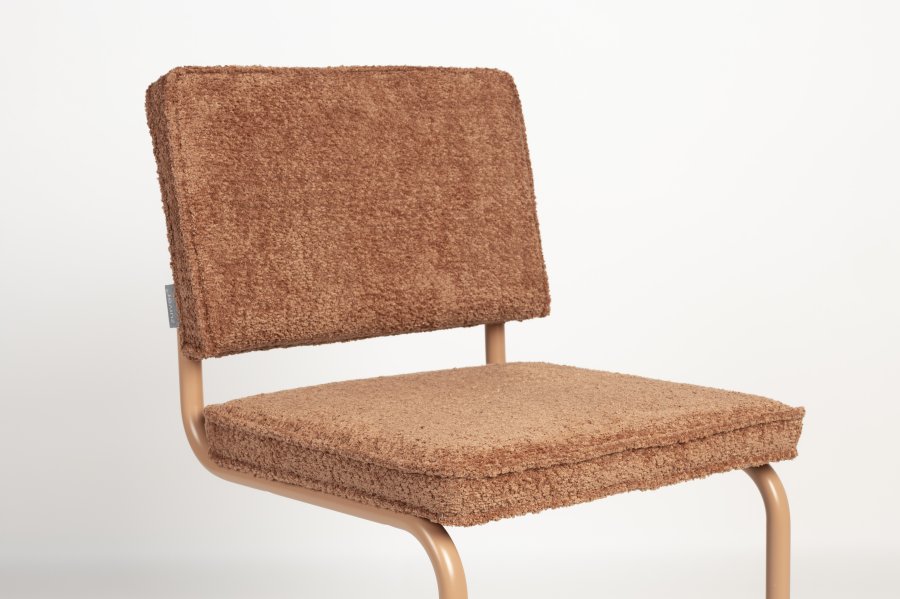 ZUIVER Ridge Soft spisebordsstol - terracotta polyester/nylon og orange krom