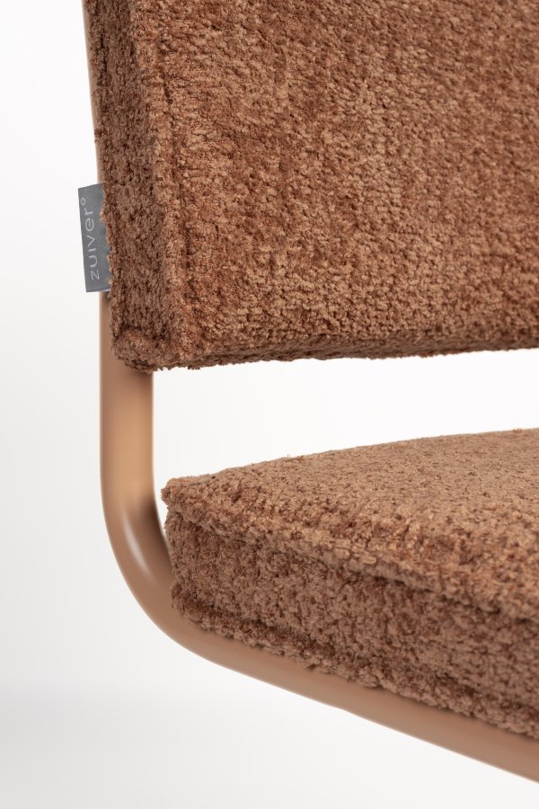 ZUIVER Ridge Soft spisebordsstol - terracotta polyester/nylon og orange krom