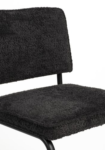 ZUIVER Ridge Soft spisebordsstol - sort polyester/nylon og sort krom