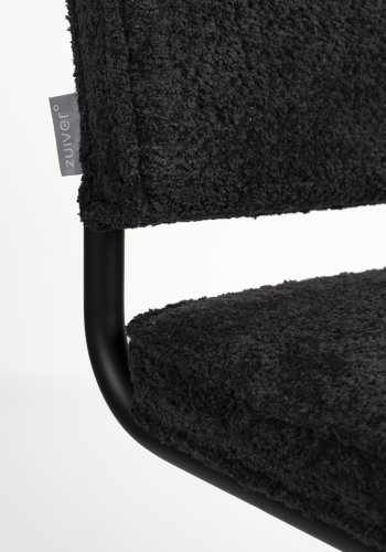 ZUIVER Ridge Soft spisebordsstol - sort polyester/nylon og sort krom