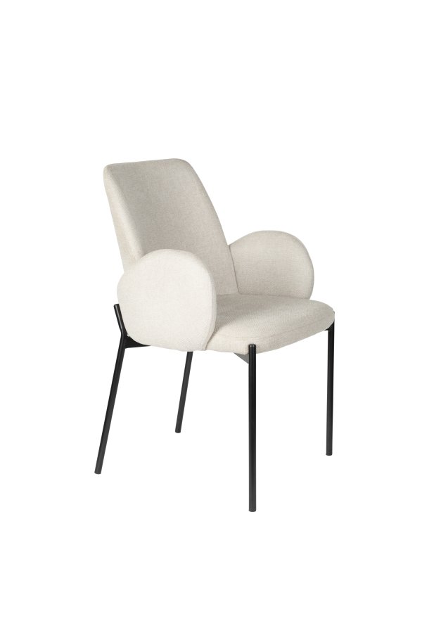 WHITE LABEL LIVING Tjarda spisebordsstol, m. armln - taupe polyester og sort jern