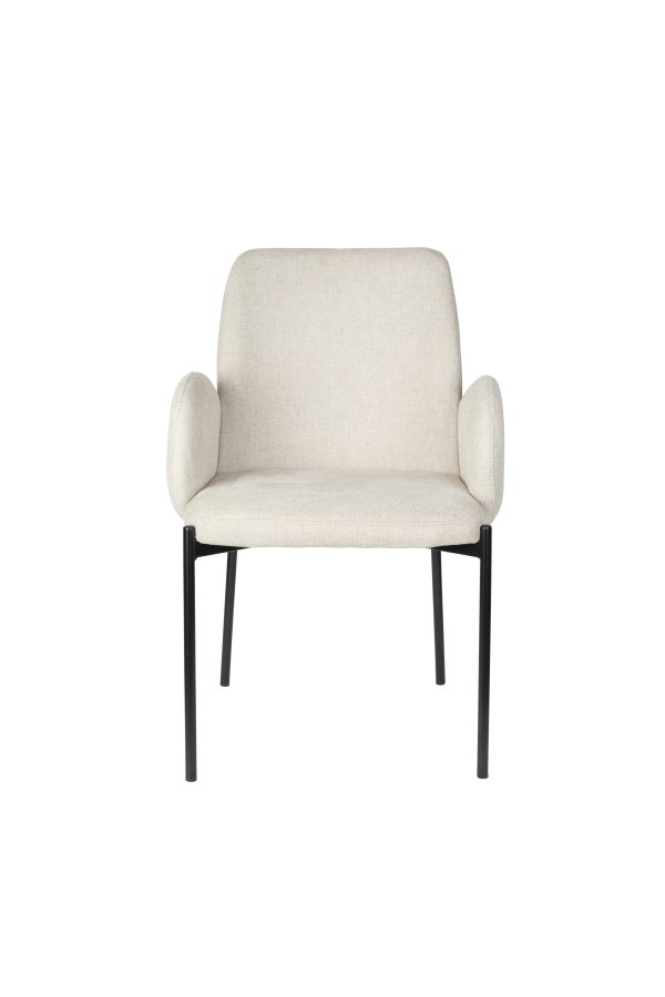 WHITE LABEL LIVING Tjarda spisebordsstol, m. armln - taupe polyester og sort jern