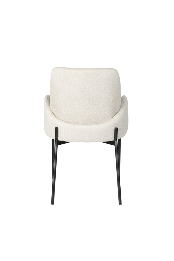 WHITE LABEL LIVING Tjarda spisebordsstol, m. armln - taupe polyester og sort jern