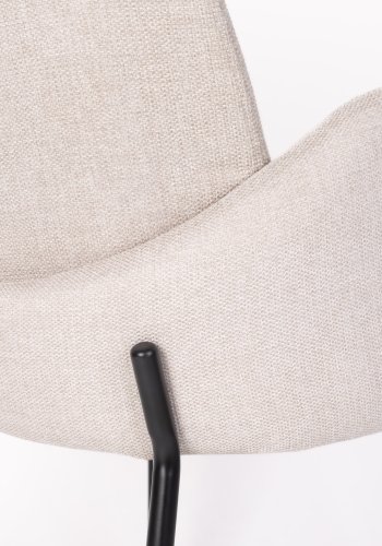 WHITE LABEL LIVING Tjarda spisebordsstol, m. armln - taupe polyester og sort jern