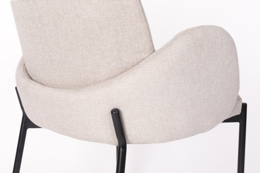 WHITE LABEL LIVING Tjarda spisebordsstol, m. armln - taupe polyester og sort jern