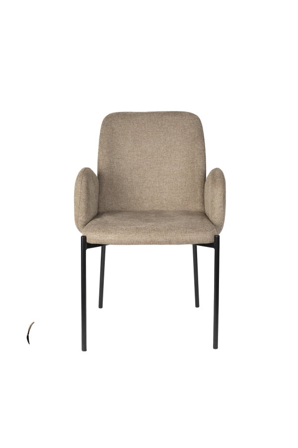 WHITE LABEL LIVING Tjarda spisebordsstol, m. armln - brun polyester og sort jern