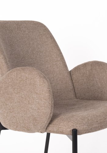 WHITE LABEL LIVING Tjarda spisebordsstol, m. armln - brun polyester og sort jern