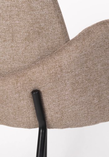 WHITE LABEL LIVING Tjarda spisebordsstol, m. armln - brun polyester og sort jern