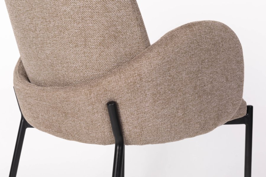 WHITE LABEL LIVING Tjarda spisebordsstol, m. armln - brun polyester og sort jern