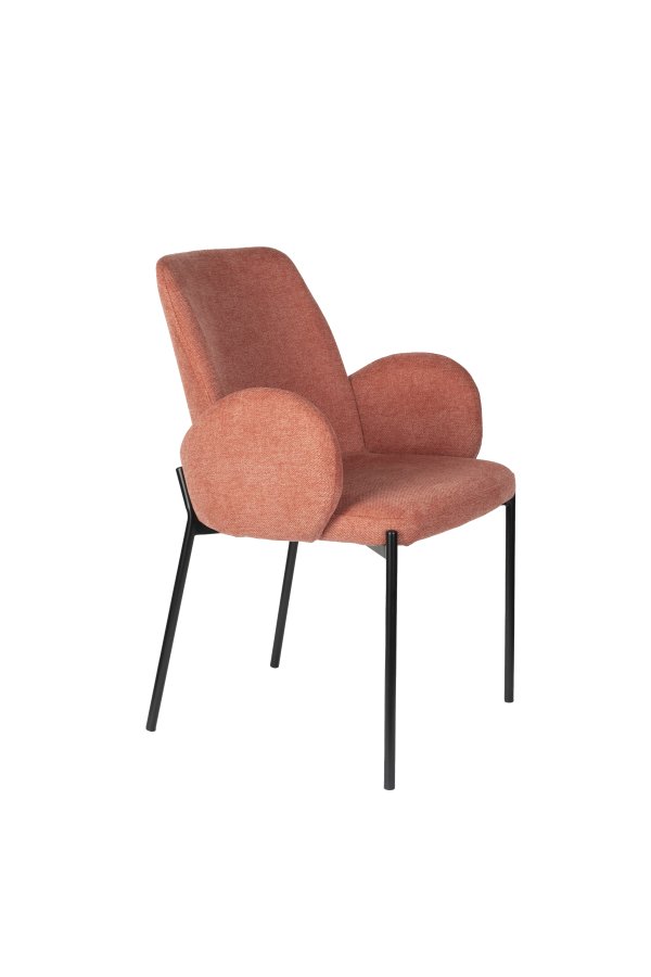 WHITE LABEL LIVING Tjarda spisebordsstol, m. armln - gammel rosa polyester og sort jern