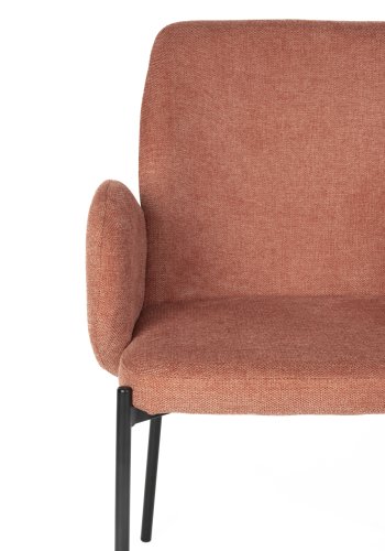 WHITE LABEL LIVING Tjarda spisebordsstol, m. armln - gammel rosa polyester og sort jern