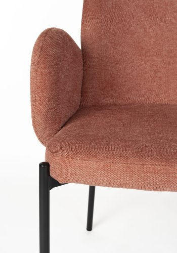 WHITE LABEL LIVING Tjarda spisebordsstol, m. armln - gammel rosa polyester og sort jern