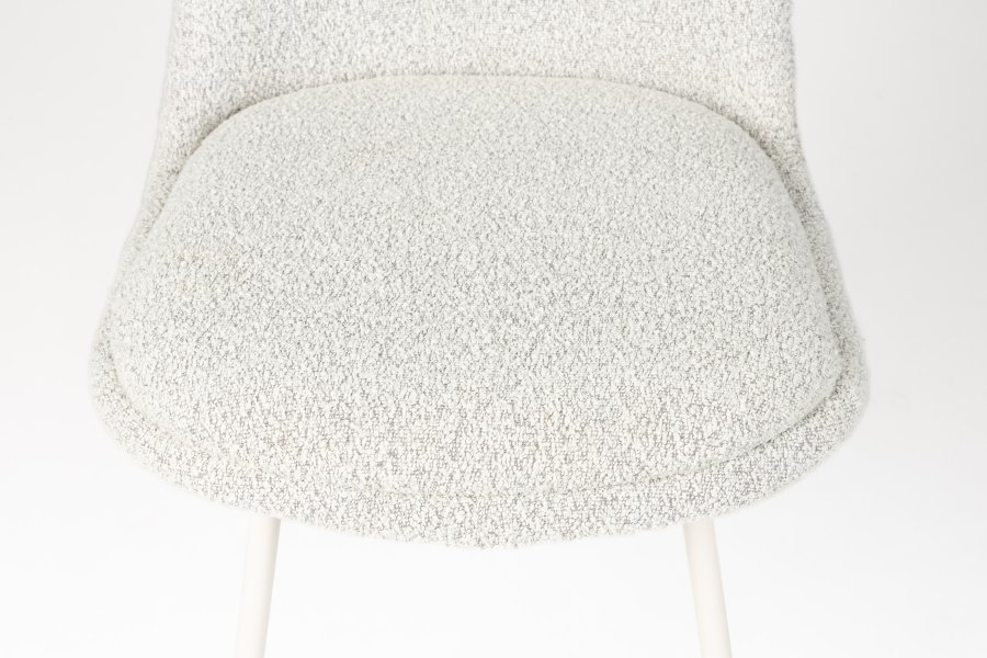 WHITE LABEL LIVING Fijs spisebordsstol - taupe bouclé og jern