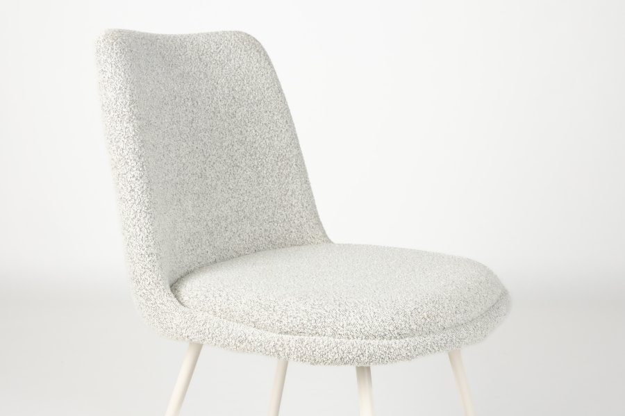 WHITE LABEL LIVING Fijs spisebordsstol - taupe bouclé og jern