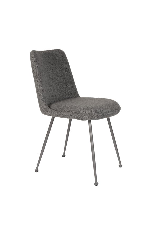 WHITE LABEL LIVING Fijs spisebordsstol - gr bouclé og jern