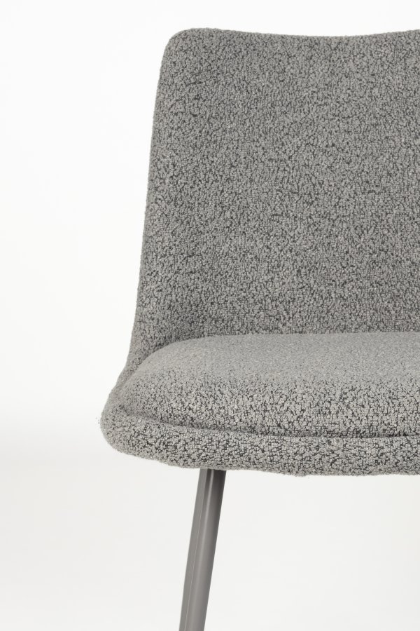 WHITE LABEL LIVING Fijs spisebordsstol - gr bouclé og jern