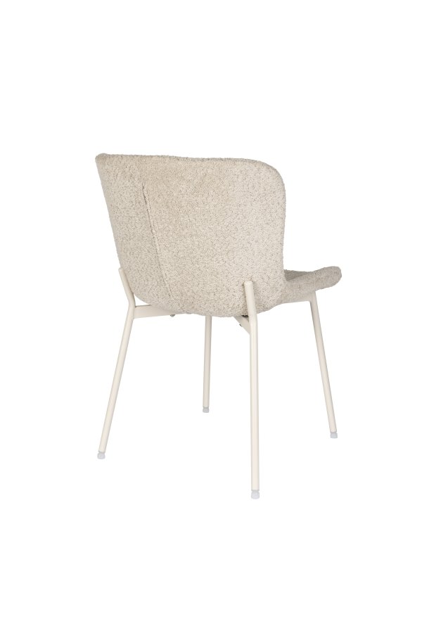 WHITE LABEL LIVING Marion spisebordsstol - offwhite bouclé og jern