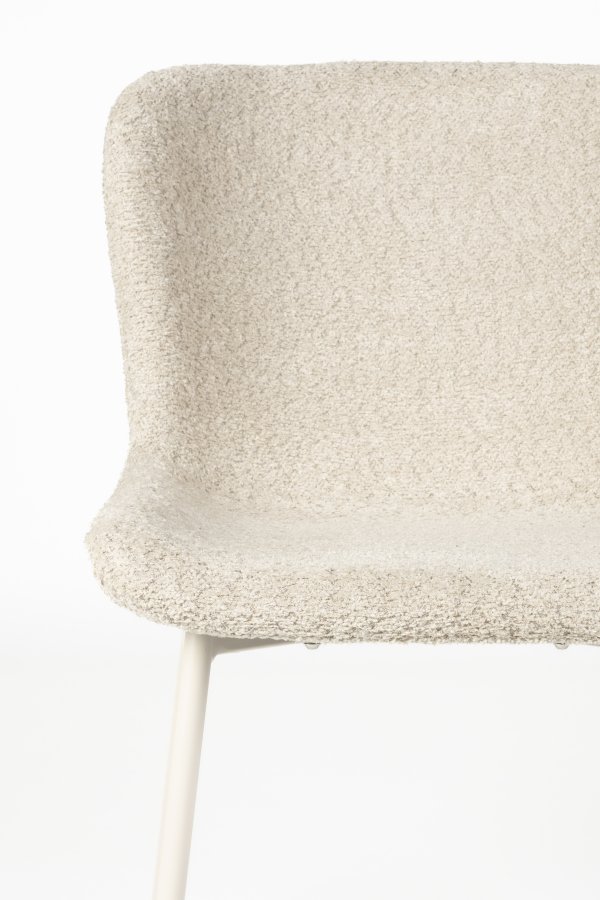 WHITE LABEL LIVING Marion spisebordsstol - offwhite bouclé og jern