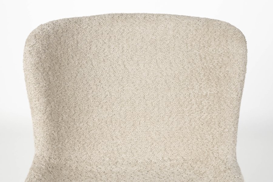WHITE LABEL LIVING Marion spisebordsstol - offwhite bouclé og jern