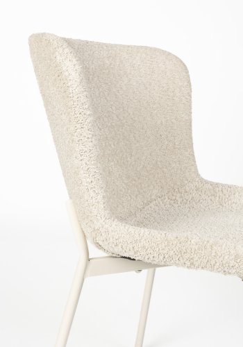 WHITE LABEL LIVING Marion spisebordsstol - offwhite bouclé og jern
