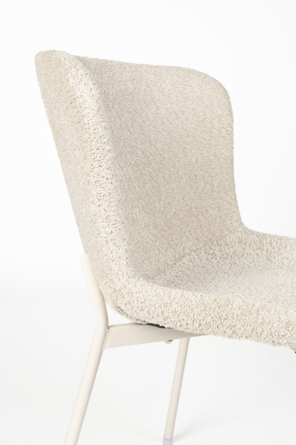 WHITE LABEL LIVING Marion spisebordsstol - offwhite bouclé og jern