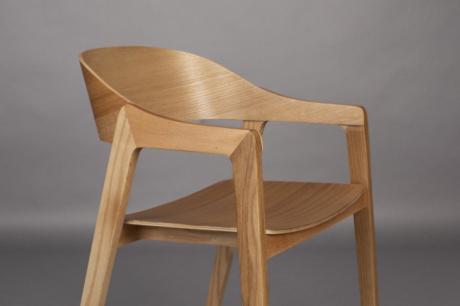 DUTCHBONE Westlake spisebordsstol, m. armln - natur egetr og krydsfinér