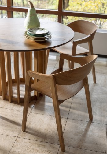 DUTCHBONE Westlake spisebordsstol, m. armln - natur egetr og krydsfinér