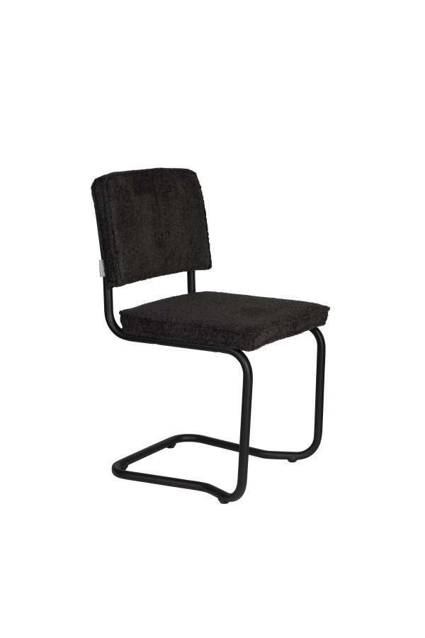 ZUIVER Ridge spisebordsstol - Kink Soft sort stof og rrstel