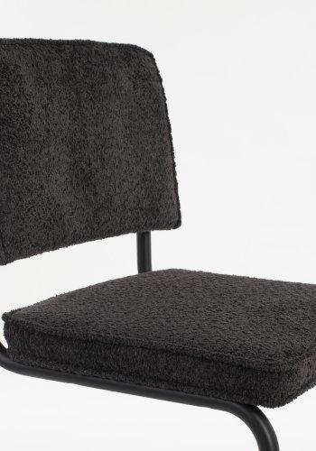 ZUIVER Ridge spisebordsstol - Kink Soft sort stof og rrstel
