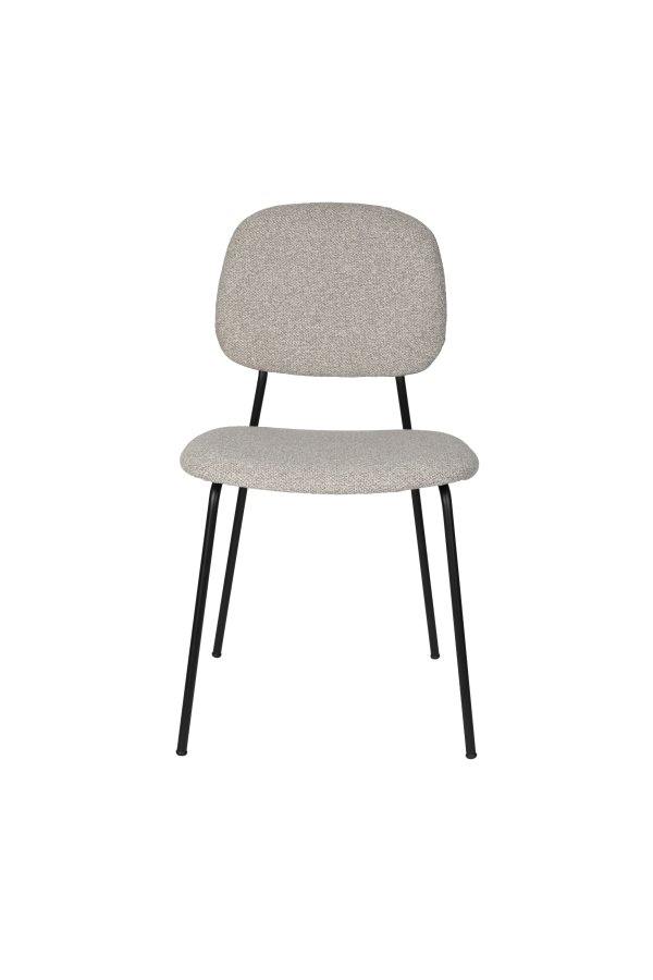 WHITE LABEL LIVING Roos spisebordsstol - lys beige/gr polyester og sort stl