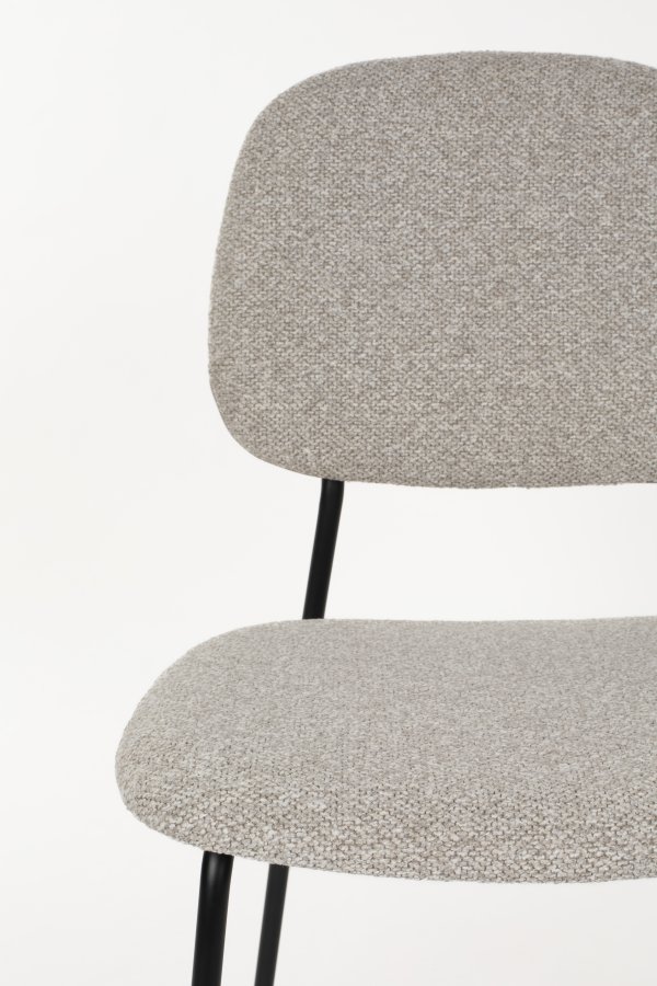 WHITE LABEL LIVING Roos spisebordsstol - lys beige/gr polyester og sort stl