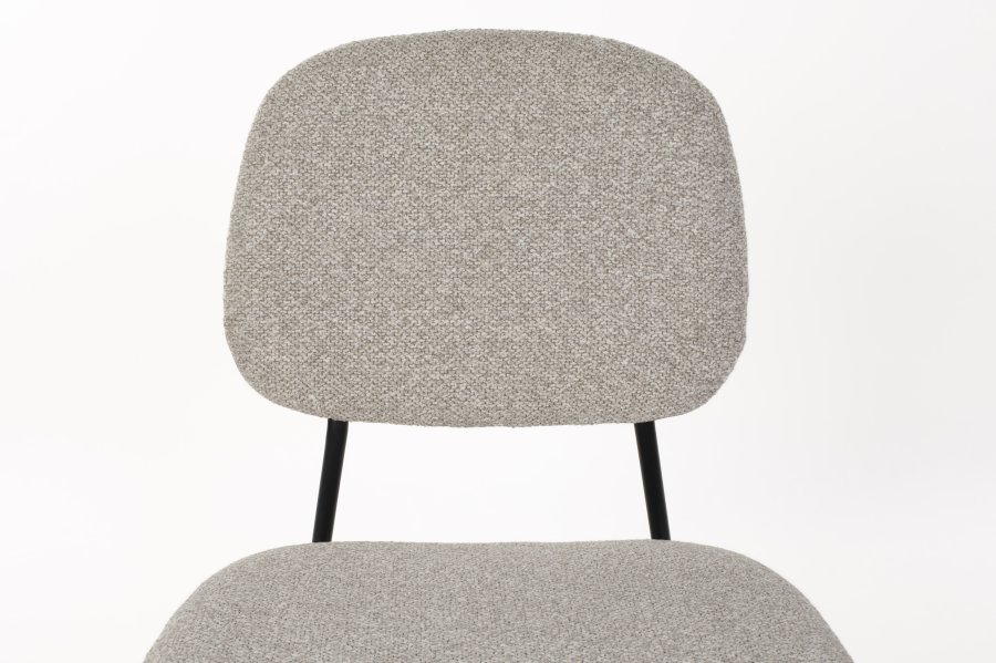 WHITE LABEL LIVING Roos spisebordsstol - lys beige/gr polyester og sort stl