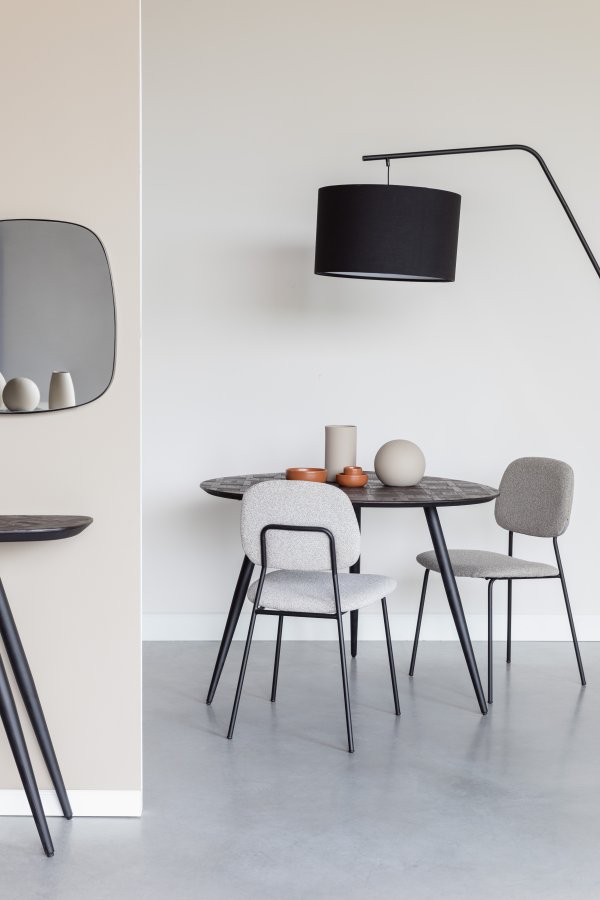 WHITE LABEL LIVING Roos spisebordsstol - varm beige/gr polyester og sort stl