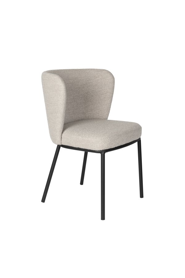 WHITE LABEL LIVING Guus spisebordsstol - beige bouclé polyester og sort metal