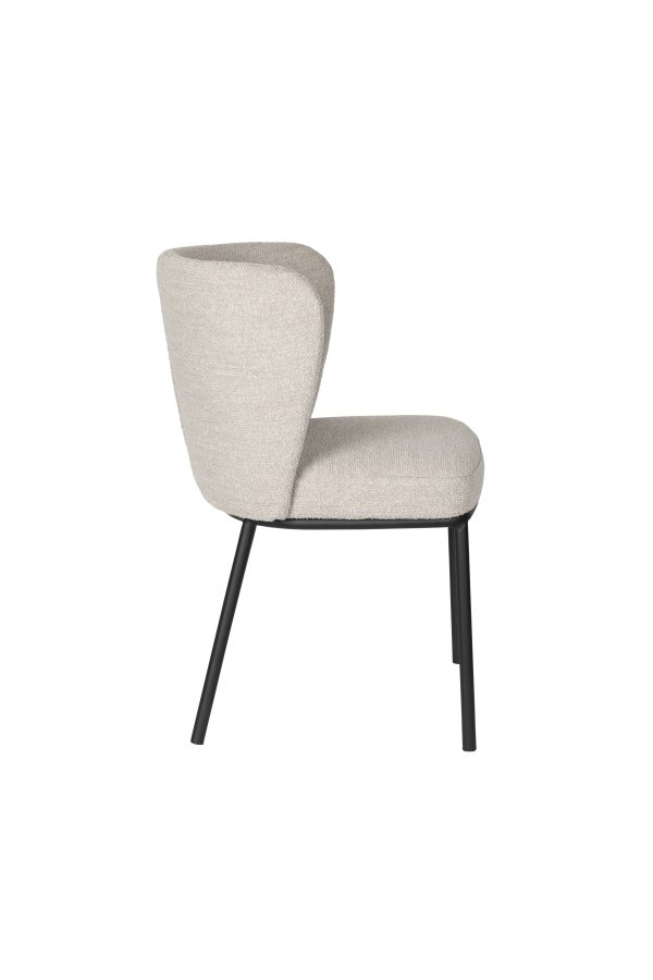 WHITE LABEL LIVING Guus spisebordsstol - beige bouclé polyester og sort metal