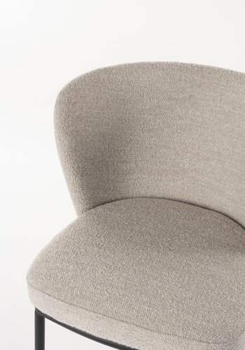 WHITE LABEL LIVING Guus spisebordsstol - beige bouclé polyester og sort metal