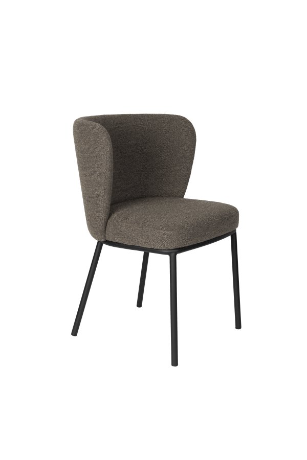 WHITE LABEL LIVING Guus spisebordsstol - brun bouclé polyester og sort metal