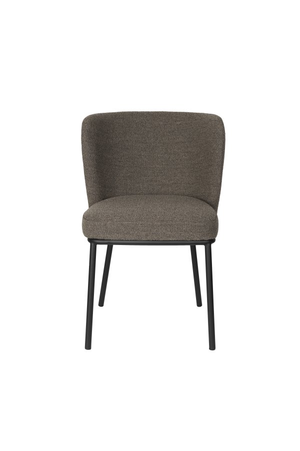 WHITE LABEL LIVING Guus spisebordsstol - brun bouclé polyester og sort metal