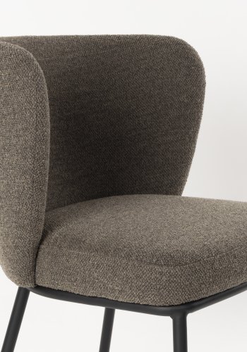 WHITE LABEL LIVING Guus spisebordsstol - brun bouclé polyester og sort metal