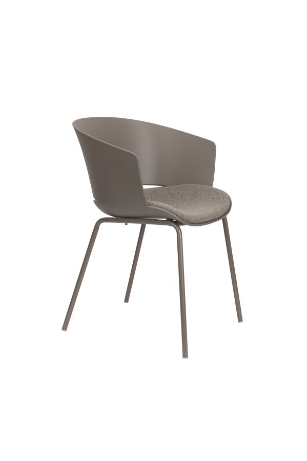 WHITE LABEL LIVING Jessica spisebordsstol, m. armln - gr polypropylen/polyester/metal