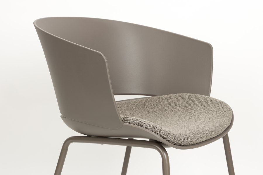 WHITE LABEL LIVING Jessica spisebordsstol, m. armln - gr polypropylen/polyester/metal