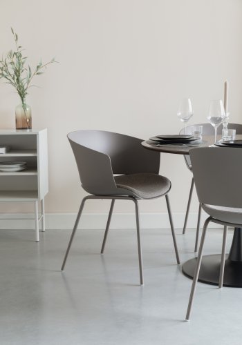 WHITE LABEL LIVING Jessica spisebordsstol, m. armln - gr polypropylen/polyester/metal