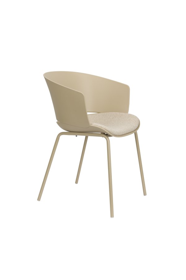 WHITE LABEL LIVING Jessica spisebordsstol, m. armln - beige polypropylen/polyester/metal